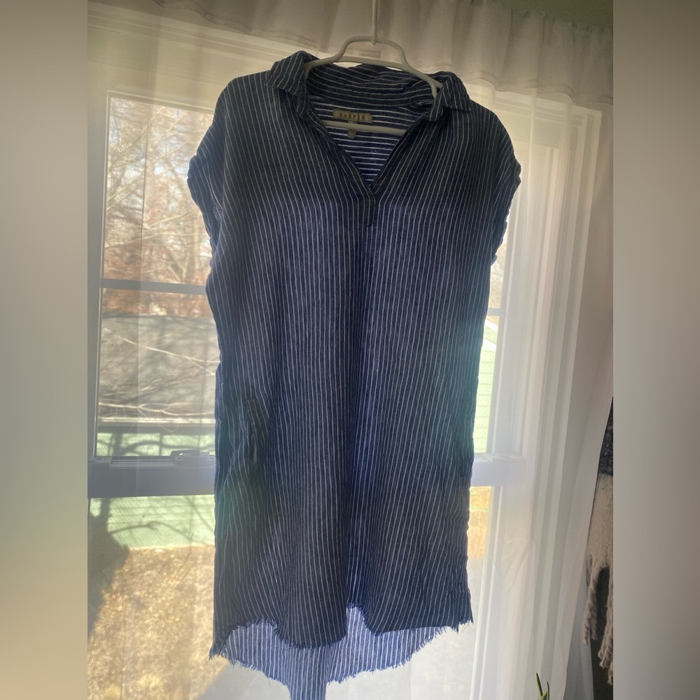 High-low Striped Dress with Pockets